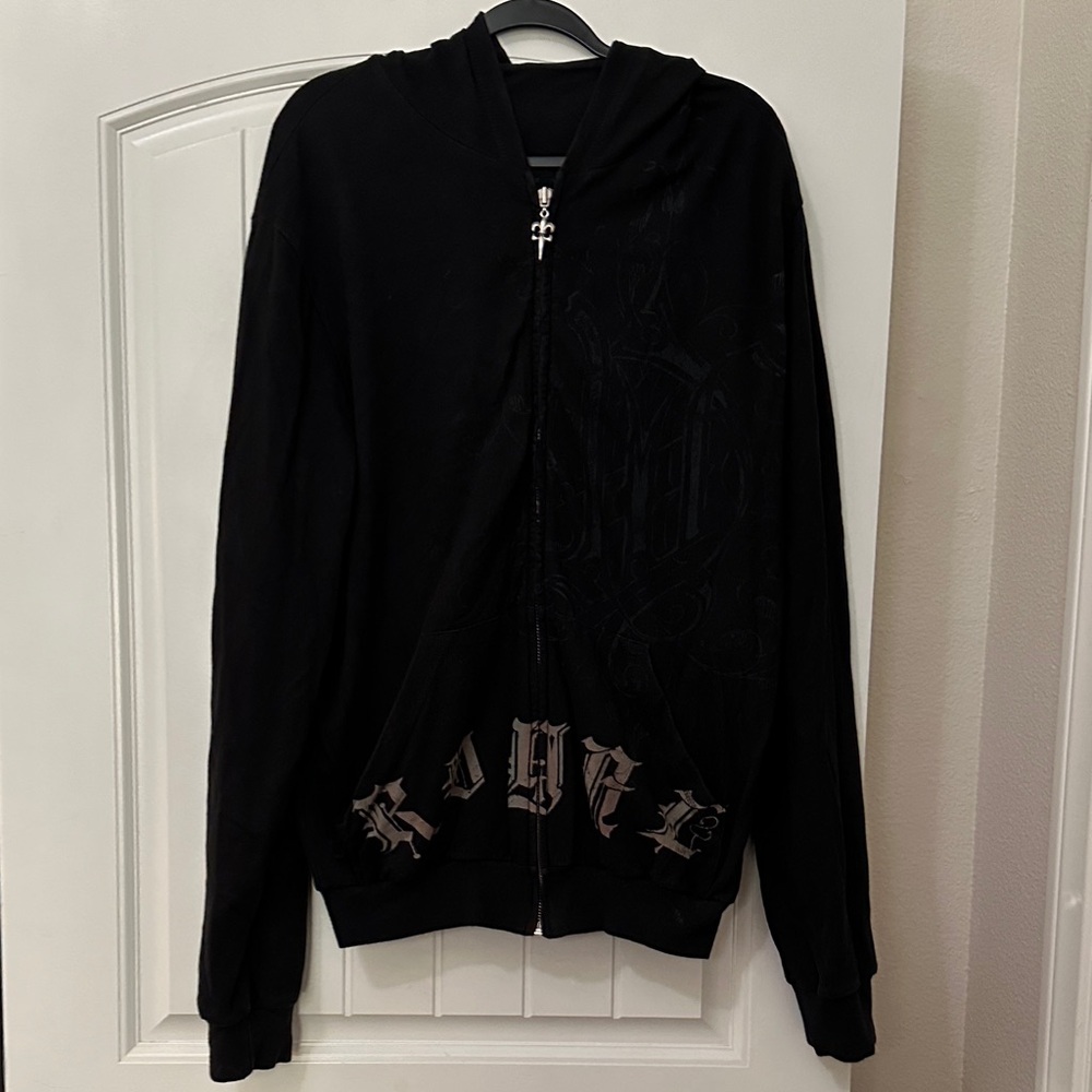 Black Royal Zip Up Hoodie